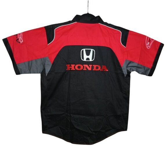 Racing Team Shirt Honda Motorsport Red Black Button-Up | Size M-L - Picture 3 of 4
